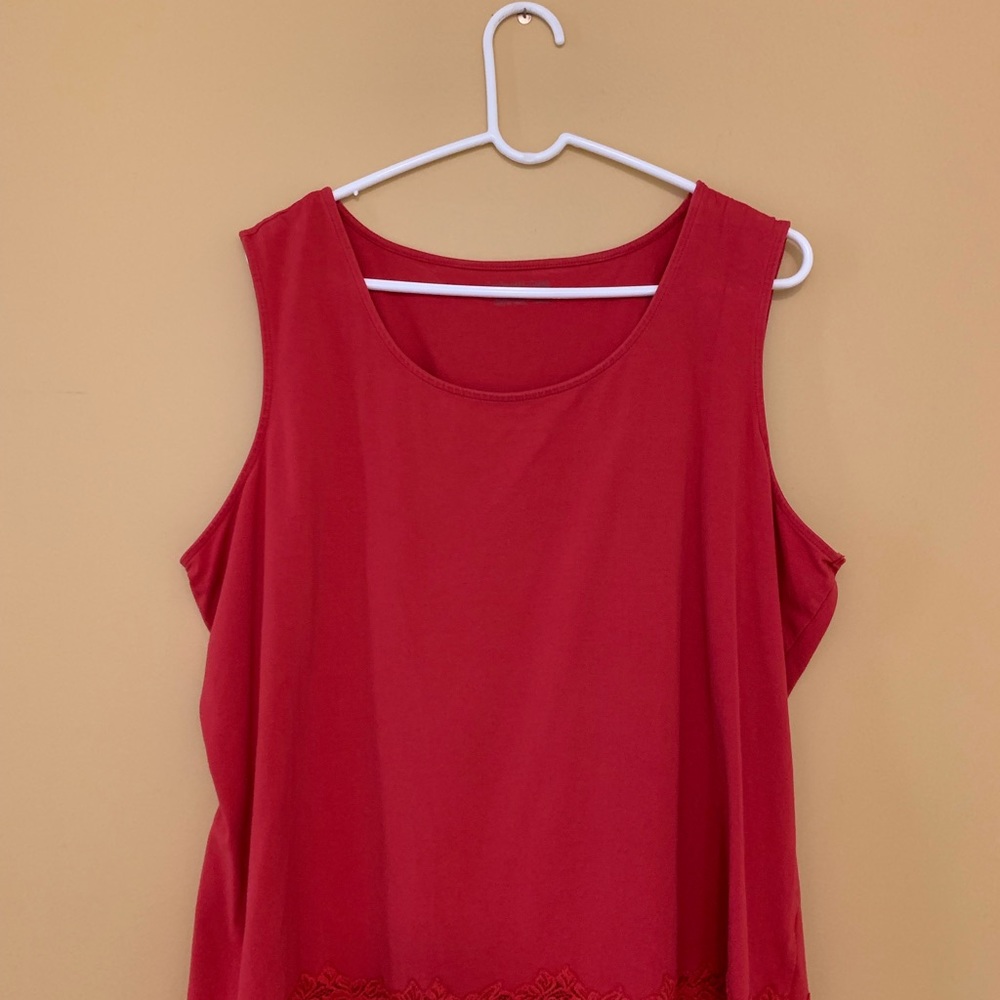 Red lace-trimmed tank top. For the Fourth!